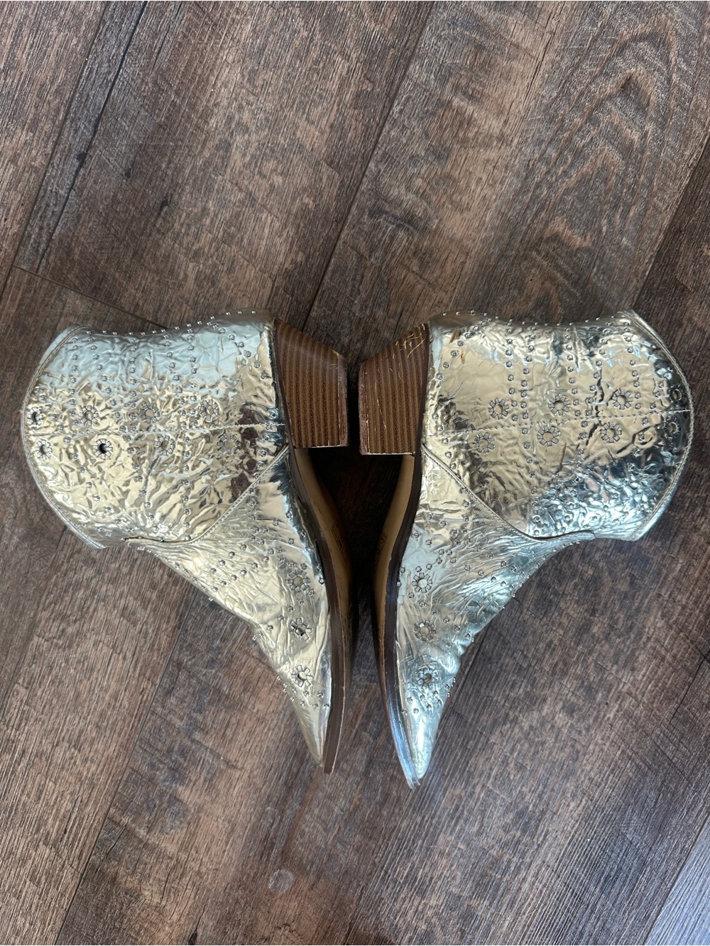 Free People vegan Leather Gold western/ cowboy boot - Picture 12 of 16